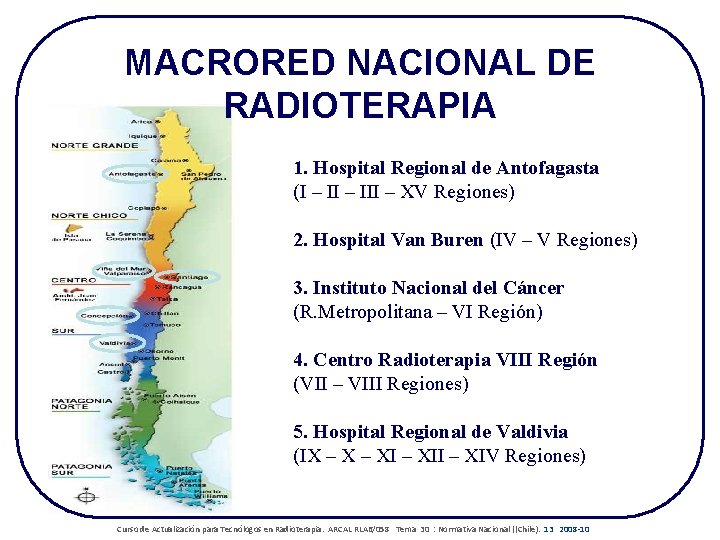 MACRORED NACIONAL DE RADIOTERAPIA 1. Hospital Regional de Antofagasta (I – III – XV