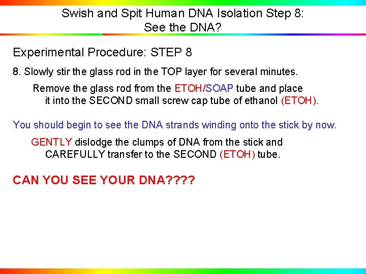 Swish and Spit Human DNA Isolation Step 8: See the DNA? Experimental Procedure: STEP