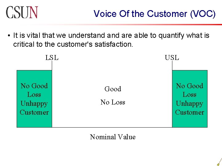 Voice Of the Customer (VOC) • It is vital that we understand are able