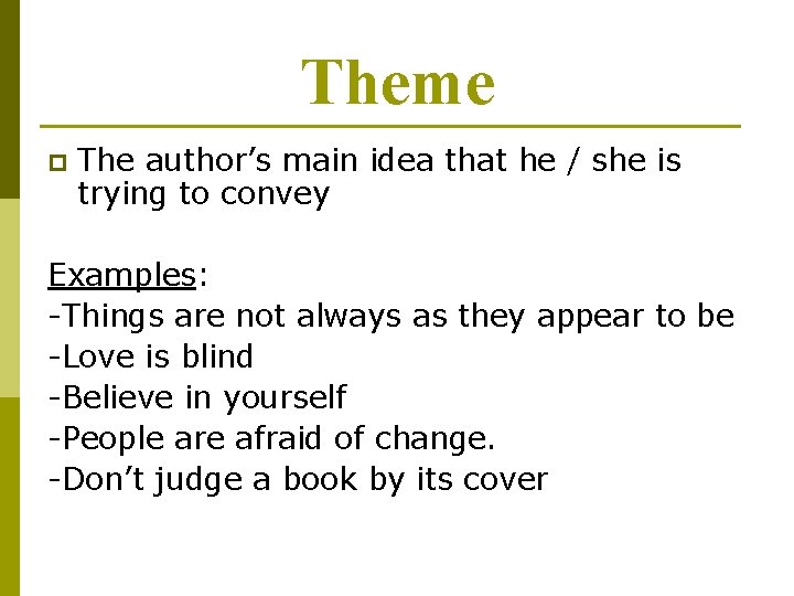 Short Story Elements Setting Plot Conflict Character Point