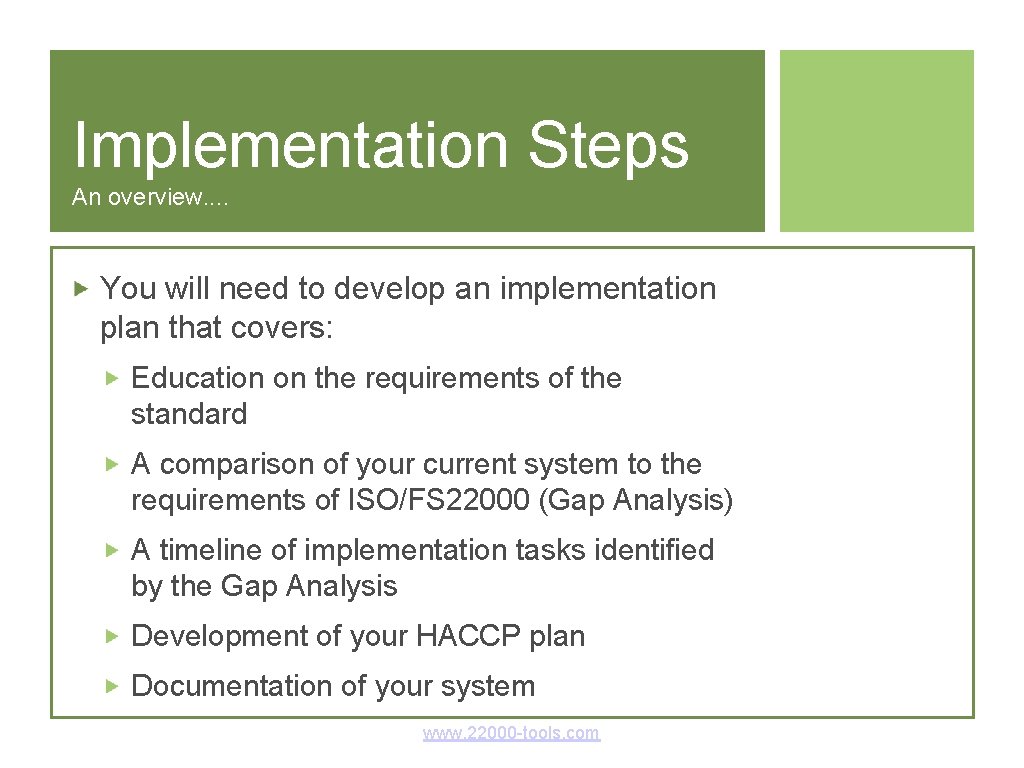 Implementation Steps An overview. . You will need to develop an implementation plan that Implementation Steps An overview. . You will need to develop an implementation plan that