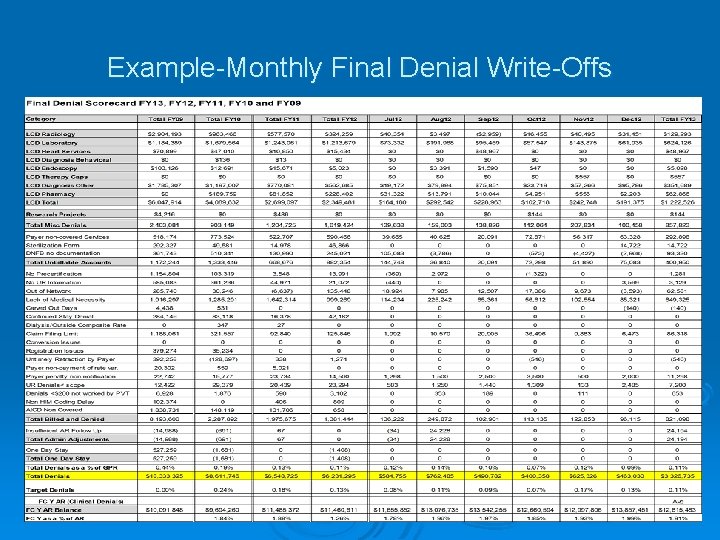 Example-Monthly Final Denial Write-Offs Example-Monthly Final Denial Write-Offs
