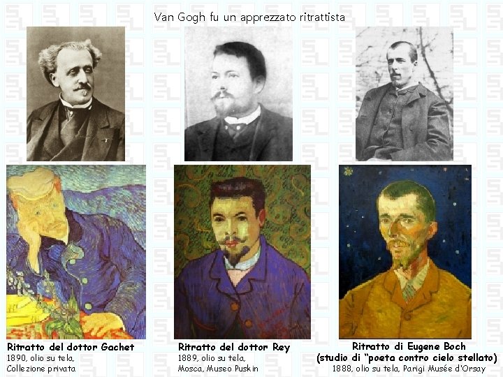 Van Gogh fu un apprezzato ritrattista Ritratto del dottor Gachet 1890, olio su tela,