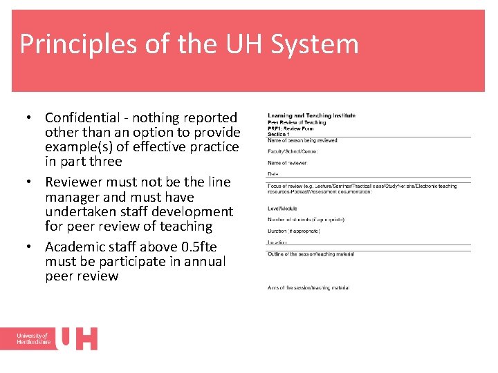Principles of the UH System • Confidential - nothing reported other than an option