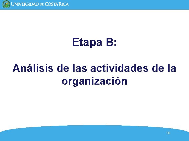 Etapa B: Análisis de las actividades de la organización 18 Etapa B: Análisis de las actividades de la organización 18