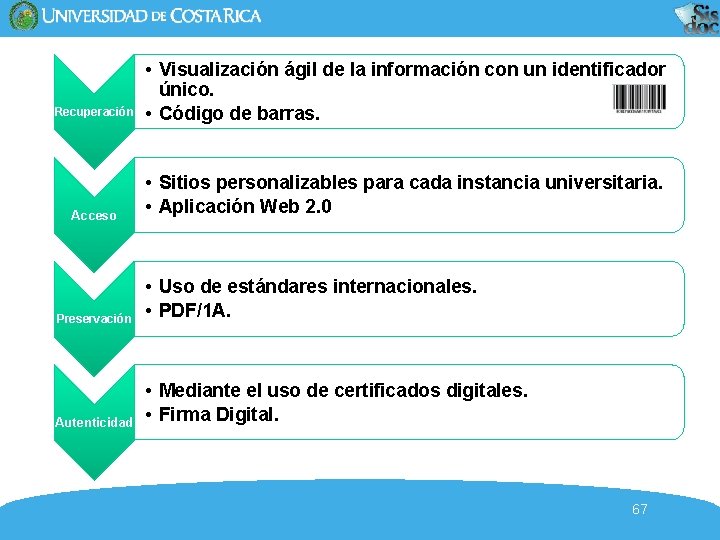Recuperación Acceso • Visualización ágil de la información con un identificador único. • Código Recuperación Acceso • Visualización ágil de la información con un identificador único. • Código
