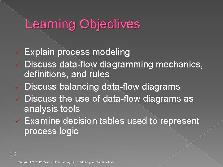 Learning Objectives ü ü ü Explain process modeling Discuss data-flow diagramming mechanics, definitions, and