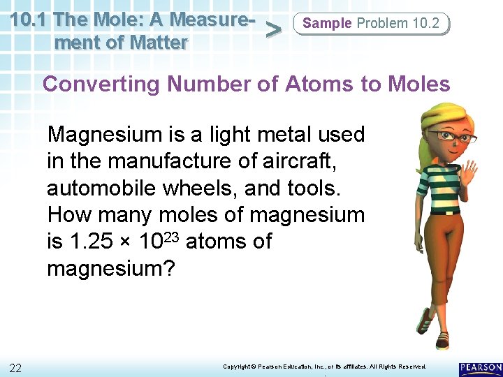 10. 1 The Mole: A Measurement of Matter > Sample Problem 10. 2 Converting