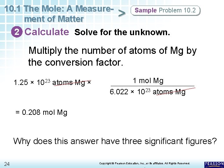 10. 1 The Mole: A Measure. Sample Problem 10. 2 > ment of Matter