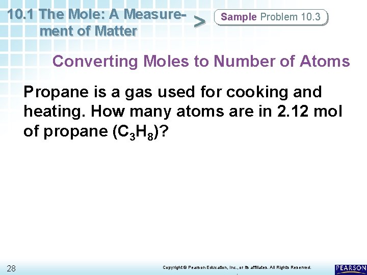 10. 1 The Mole: A Measurement of Matter > Sample Problem 10. 3 Converting