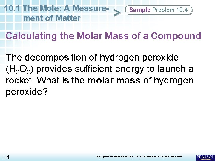 10. 1 The Mole: A Measurement of Matter > Sample Problem 10. 4 Calculating