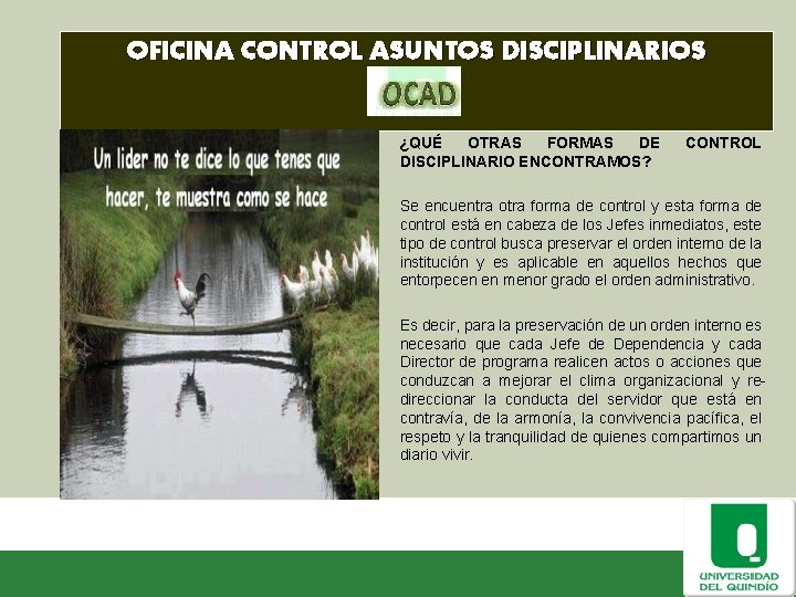 OFICINA CONTROL ASUNTOS DISCIPLINARIOS ¿QUÉ OTRAS FORMAS DE DISCIPLINARIO ENCONTRAMOS? CONTROL Se encuentra otra