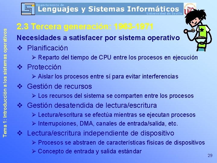 Tema 1: Introducción a los sistemas operativos 2. 3 Tercera generación: 1963 -1971 Necesidades