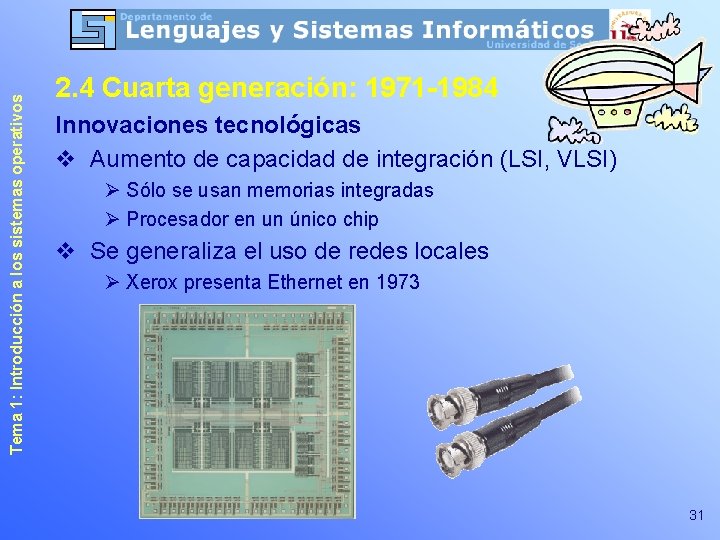 Tema 1: Introducción a los sistemas operativos 2. 4 Cuarta generación: 1971 -1984 Innovaciones