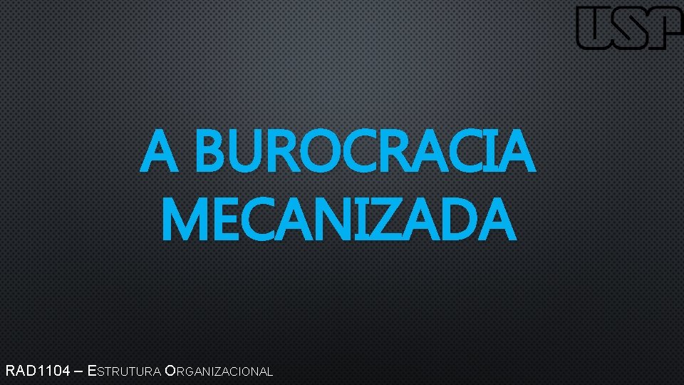 A BUROCRACIA MECANIZADA RAD 1104 – ESTRUTURA ORGANIZACIONAL 