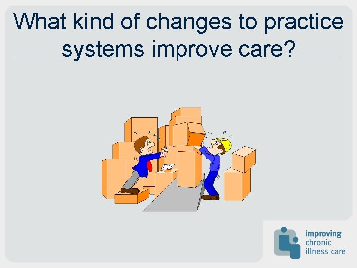 What kind of changes to practice systems improve care? What kind of changes to practice systems improve care?