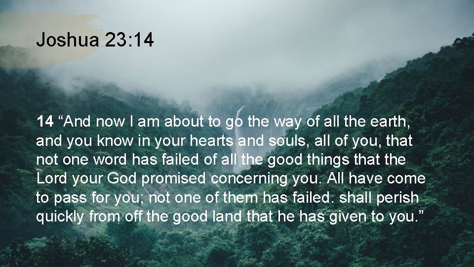 Joshua 23 tc Wow 8 July Theme