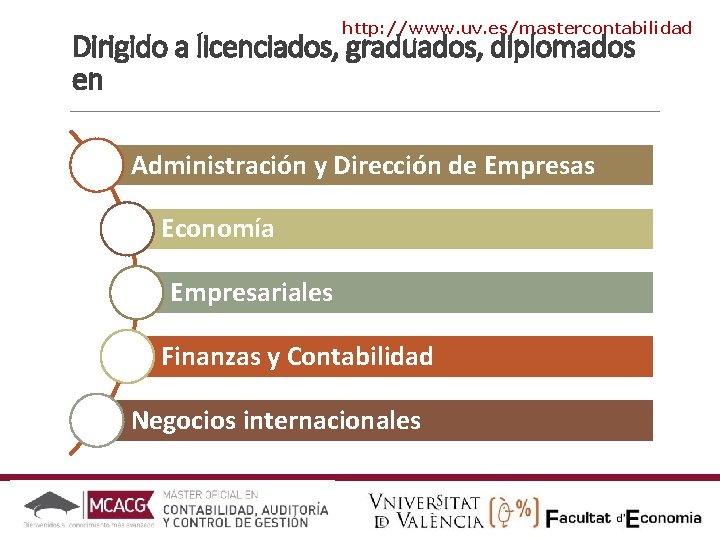 http: //www. uv. es/mastercontabilidad Dirigido a licenciados, graduados, diplomados en Administración y Dirección de