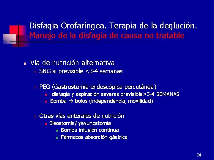 Disfagia Orofaríngea. Terapia de la deglución. Manejo de la disfagia de causa no tratable