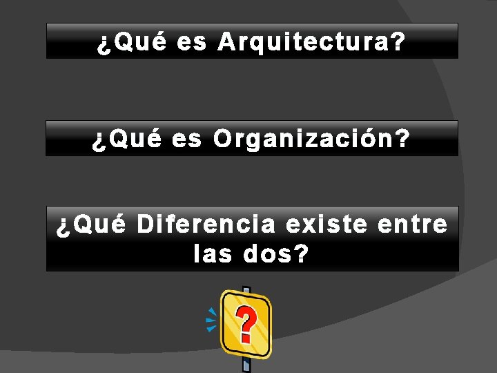 ¿Qué es Arquitectura? ¿Qué es Organización? ¿Qué Diferencia existe entre las dos? 