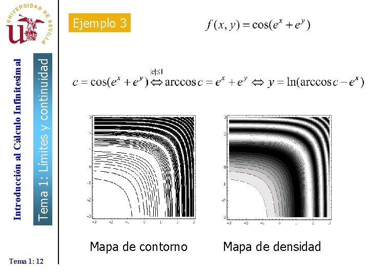 Tema 1: Límites y continuidad Introducción al Cálculo Infinitesimal Ejemplo 3 Mapa de contorno