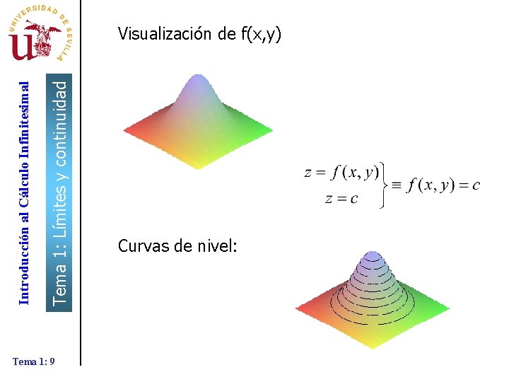 Tema 1: Límites y continuidad Introducción al Cálculo Infinitesimal Visualización de f(x, y) Tema