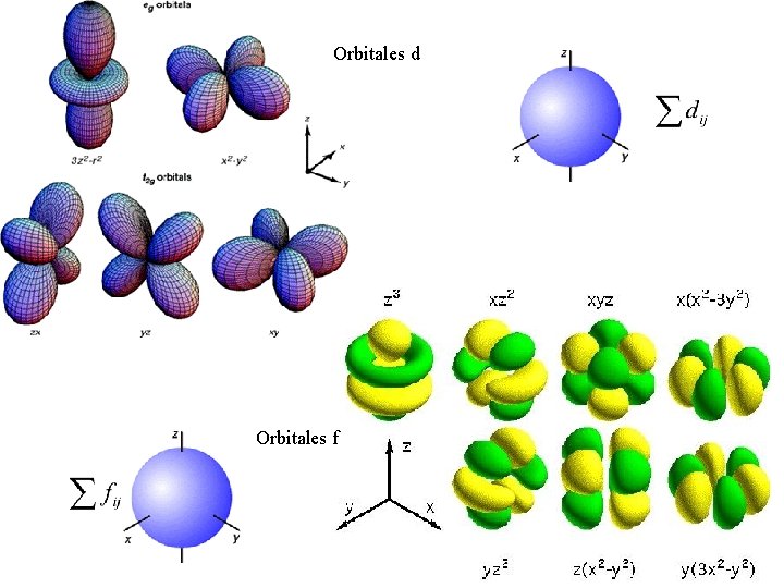 Orbitales d Orbitales f 