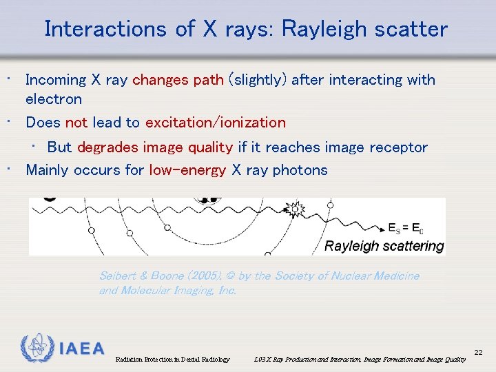 Interactions of X rays: Rayleigh scatter • Incoming X ray changes path (slightly) after