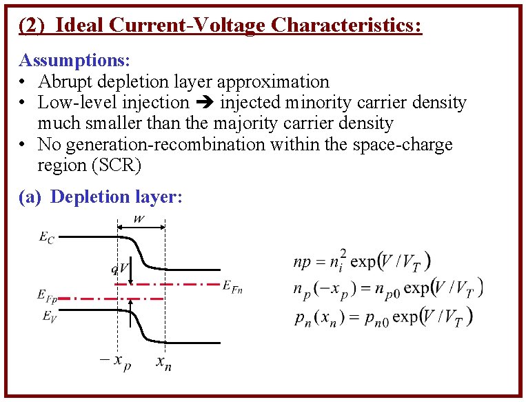 PN Junction Physical and Mathematical Description of Operation