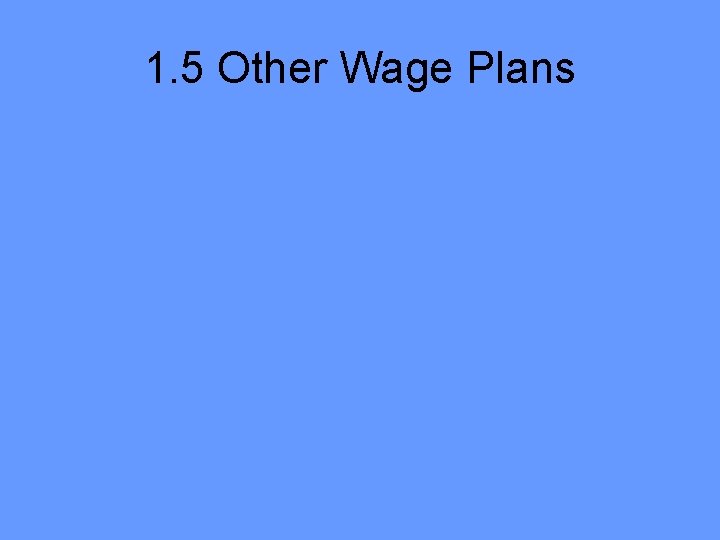 1. 5 Other Wage Plans 