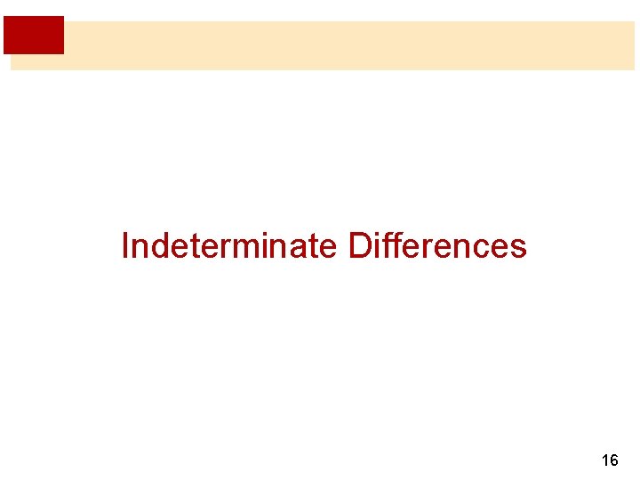 Indeterminate Differences 16 