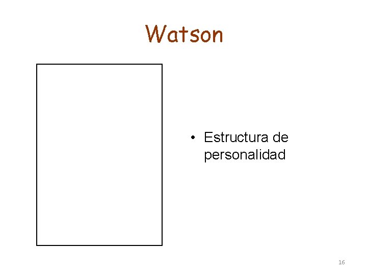 Watson • Estructura de personalidad 16 Watson • Estructura de personalidad 16