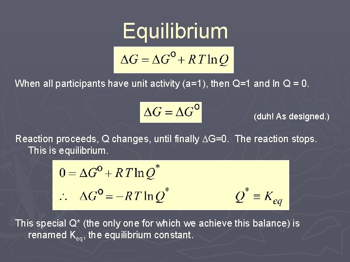 Equilibrium When all participants have unit activity (a=1), then Q=1 and ln Q = Equilibrium When all participants have unit activity (a=1), then Q=1 and ln Q =
