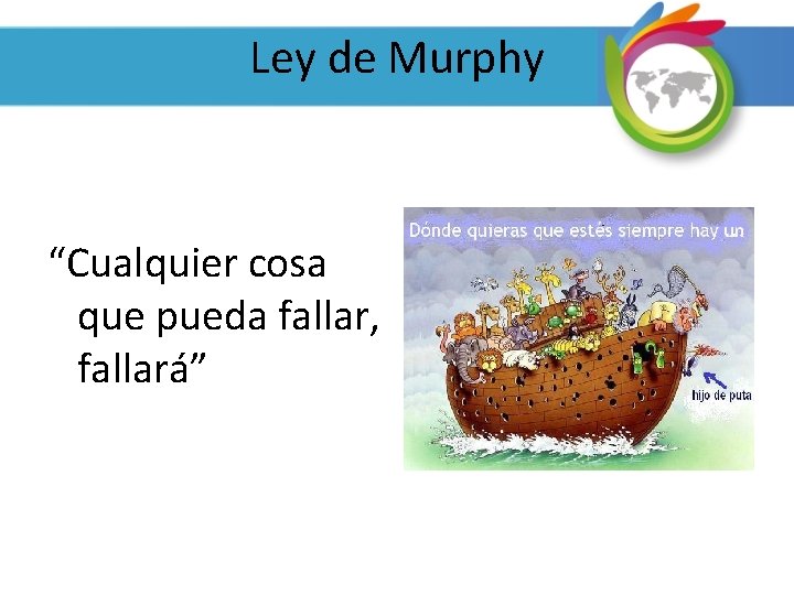 Ley de Murphy “Cualquier cosa que pueda fallar, fallará” 