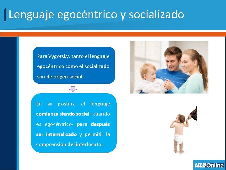 Lenguaje egocéntrico y socializado Para Vygotsky, tanto el lenguaje egocéntrico como el socializado son