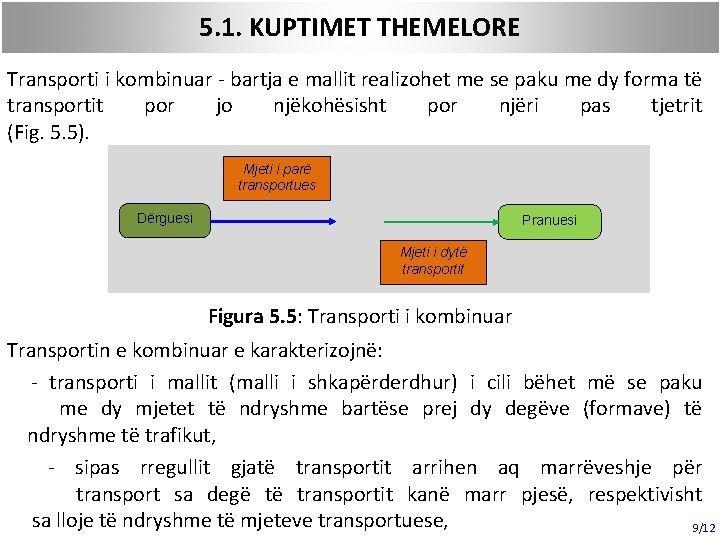 5. 1. KUPTIMET THEMELORE Transporti i kombinuar - bartja e mallit realizohet me se