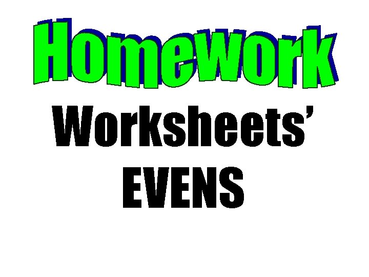 Worksheets’ EVENS 