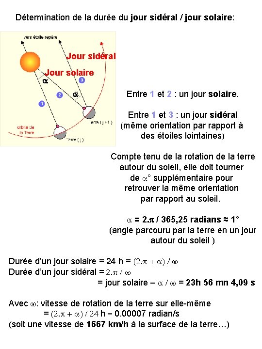 Détermination de la durée du jour sidéral / jour solaire: Jour sidéral Jour solaire