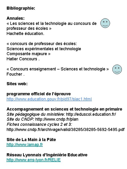 Bibliographie: Annales: « Les sciences et la technologie au concours de professeur des écoles