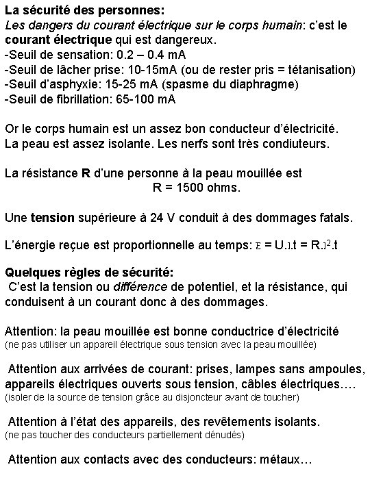 La sécurité des personnes: Les dangers du courant électrique sur le corps humain: c’est