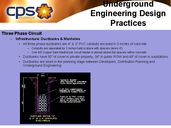 Underground Engineering Design Practices Three Phase Circuit – Infrastructure: Ductbanks & Manholes • All