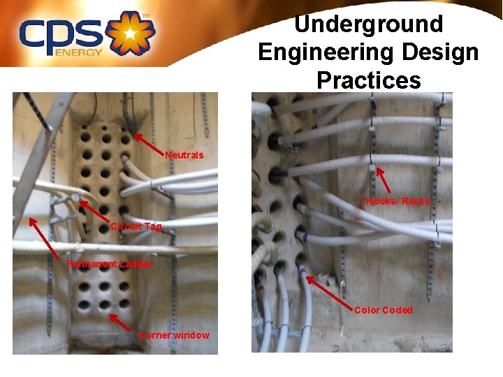 Underground Engineering Design Practices Neutrals Hooks/ Racks Circuit Tag Permanent Ladder Color Coded Corner