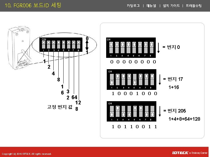 10. FGR 006 보드ID 세팅 카달로그 ㅣ 매뉴얼 ㅣ 설치 가이드 ㅣ 트러블슈팅 0