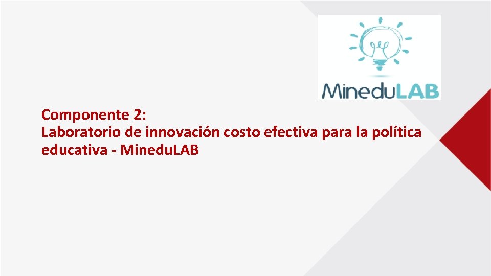 Componente 2: Laboratorio de innovación costo efectiva para la política educativa - Minedu. LAB