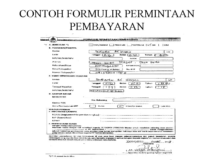 CONTOH FORMULIR PERMINTAAN PEMBAYARAN 