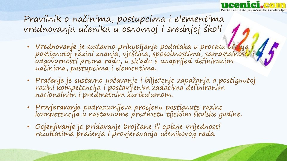 Pravilnik o načinima, postupcima i elementima vrednovanja učenika u osnovnoj i srednjoj školi •