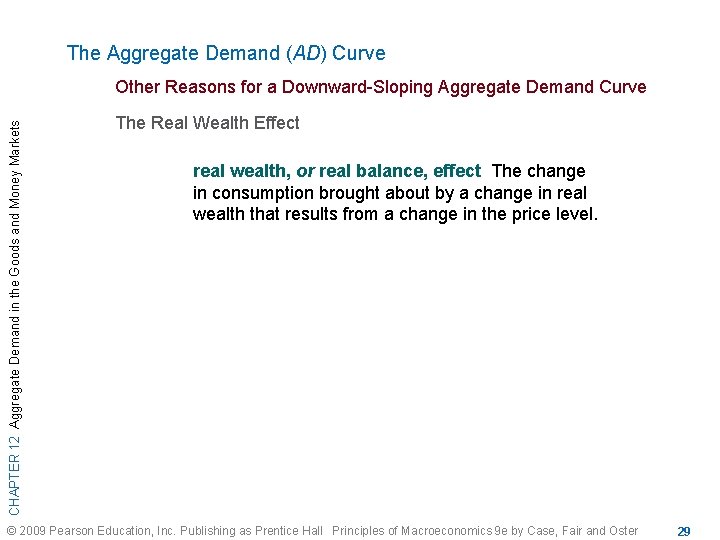 The Aggregate Demand (AD) Curve CHAPTER 12 Aggregate Demand in the Goods and Money