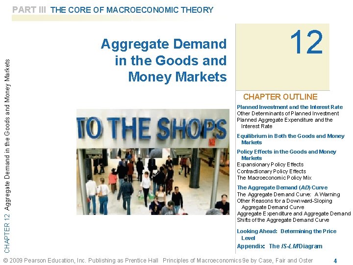 CHAPTER 12 Aggregate Demand in the Goods and Money Markets PART III THE CORE