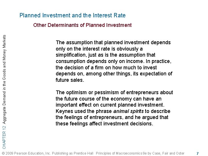 Planned Investment and the Interest Rate CHAPTER 12 Aggregate Demand in the Goods and