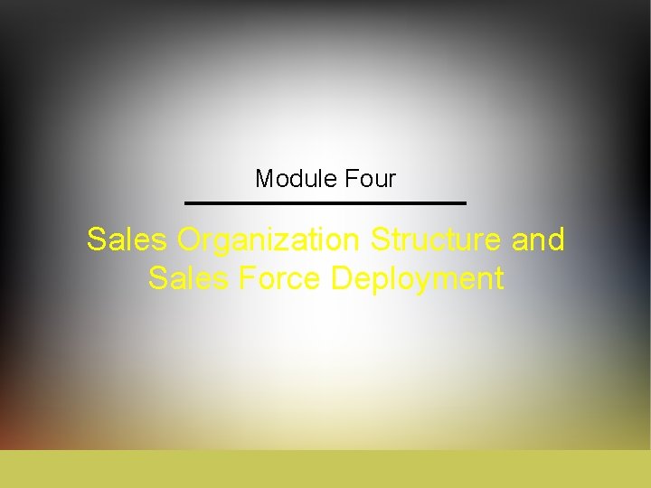 Module Four Sales Organization Structure and Sales Force Deployment 